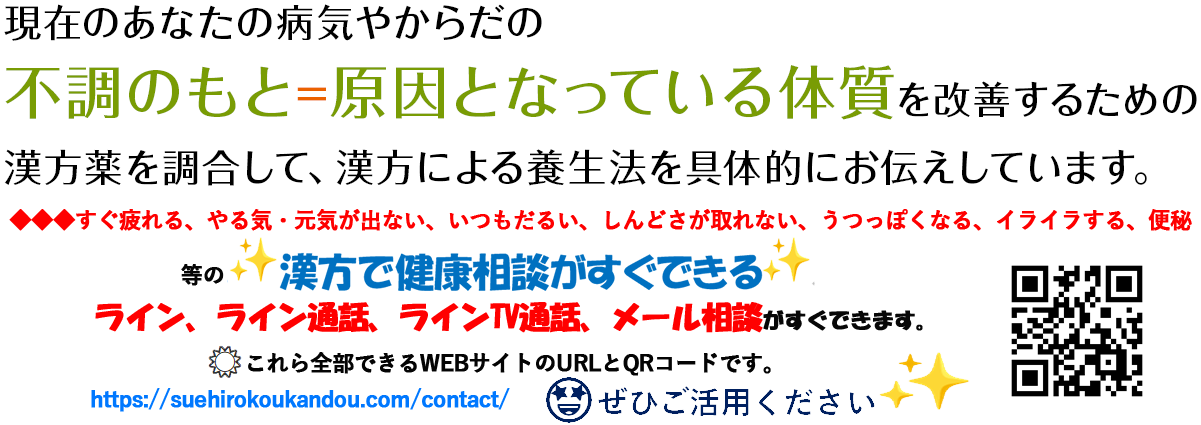 現在のあなたの病気やからだの不調のもと＝原因となっている体質を改善するための漢方薬を調合して、漢方による養生法を具体的にお伝えしています。